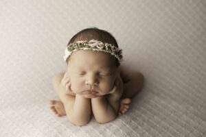 Fort Worth Newborn Baby Girl froggy pose 
