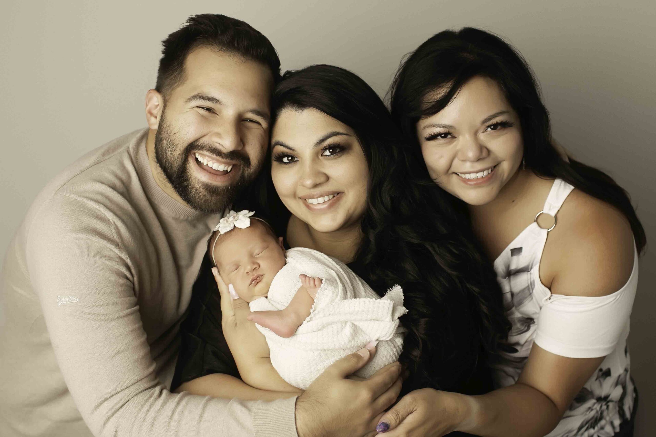 Fort Worth Newborn Baby Girl with mom, dad and surrogate
