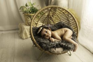 Newborn Baby Girl in basket 