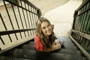Senior Session with Girl in Fort Worth  at Trinity Park with stairs 