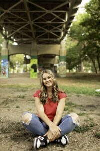 Senior Session with Girl in Fort Worth  at Trinity Park in Grafatti 