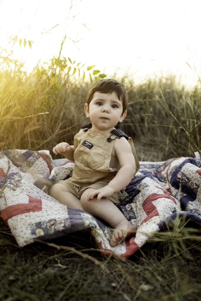 6-month-old boy exploring the open space of Tandy Hills, filled with curiosity and joy